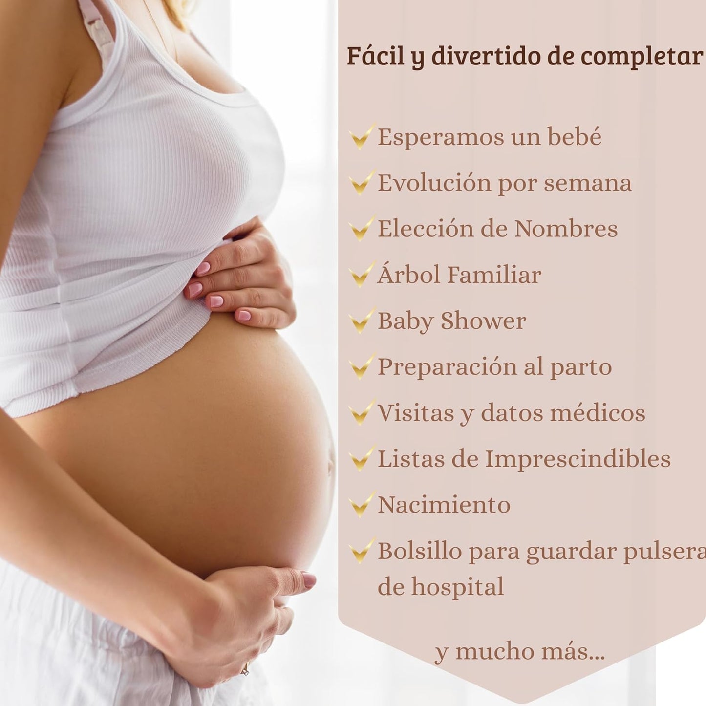 Diario de Embarazo Tapa de lino + Bóligrafo de Regalo