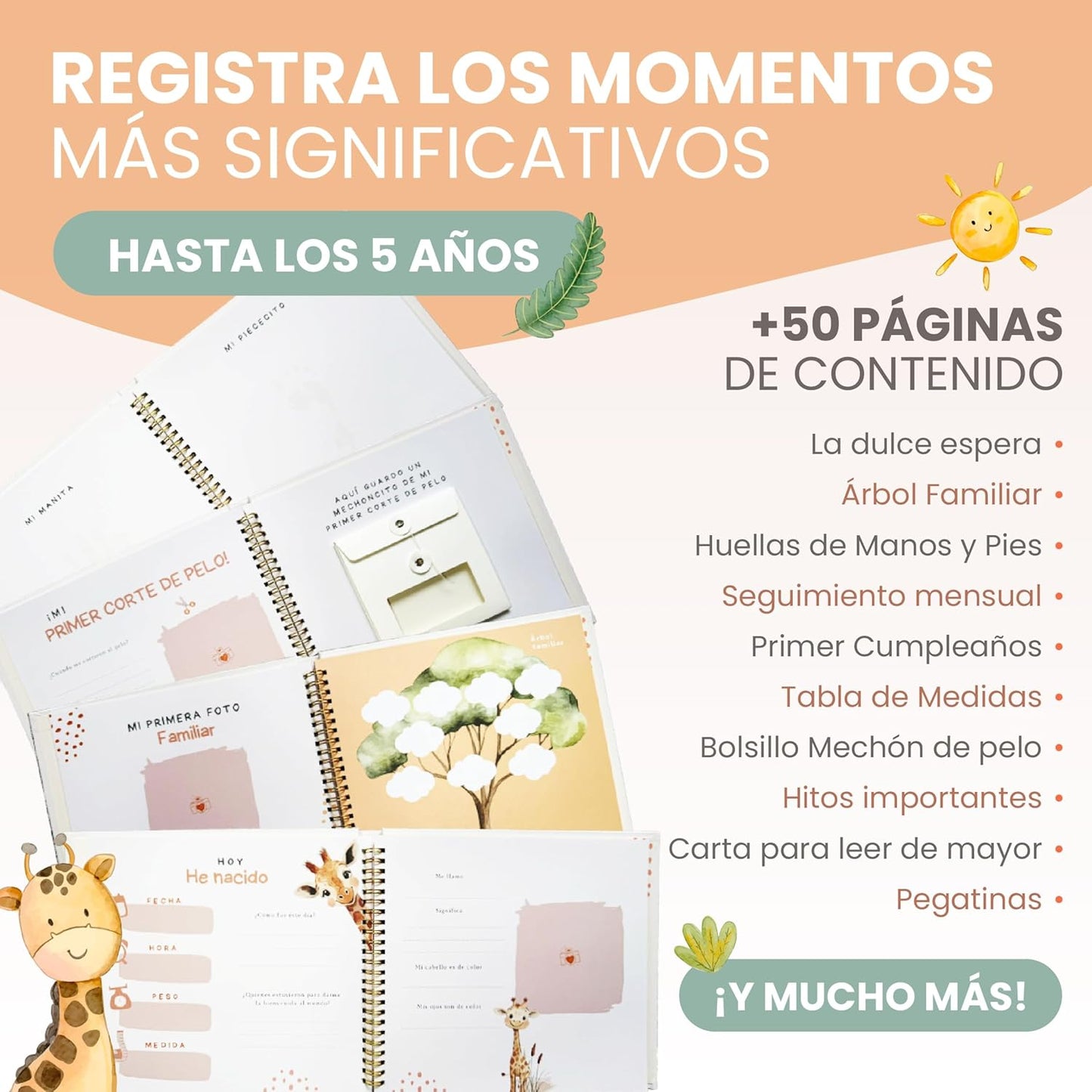 Album Fotos Bebe para Pegar Fotos y Escribir hasta los 5 AÑOS