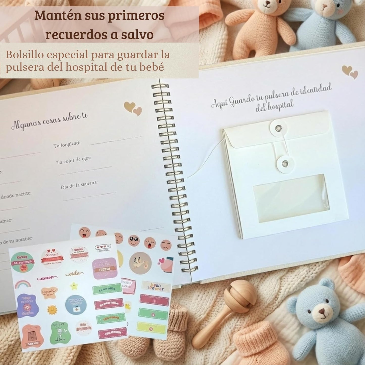 Diario de Embarazo Tapa de lino + Bóligrafo de Regalo